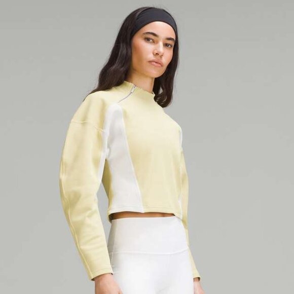 lululemon athletica Tops - Lululemon Women's Ribbed Luxtreme Wide-Sleeve Pullover - Yellow/White
